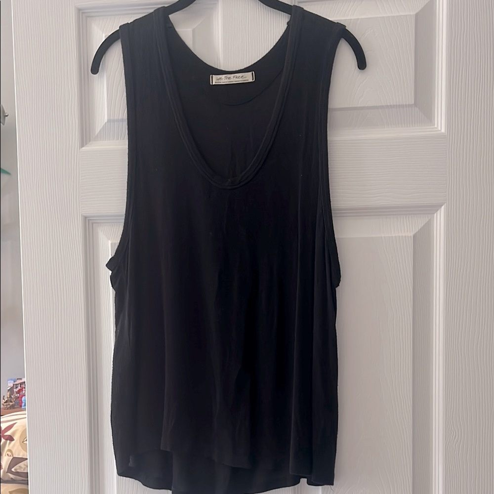 Free People Exposed Sides Soft Black Slouchy Tank Top